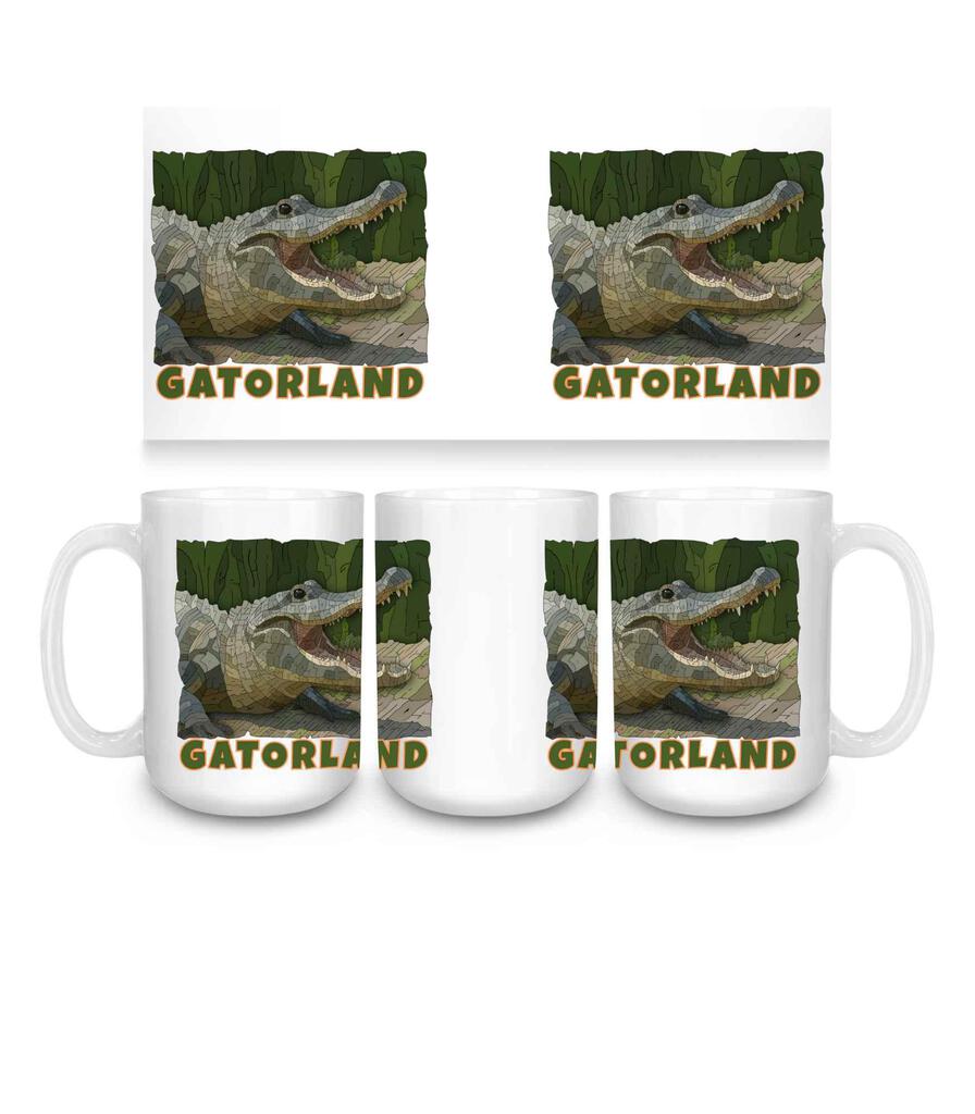 CUSTOM Gatorland Curtis Epperson Alligator Word Art Ceramic Coffee Mug 15 oz 269676