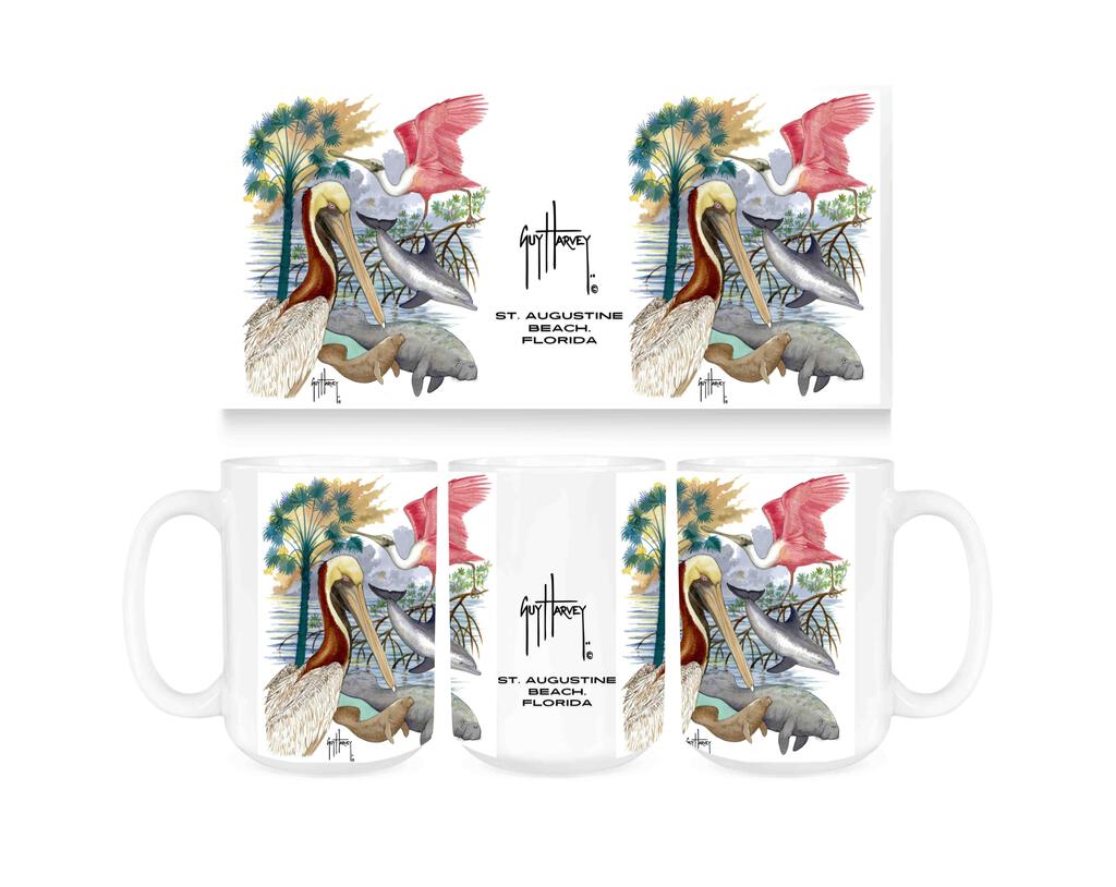 CUSTOM Guy Harvey Gulf Life St Augustine FL Ceramic Coffee Mug Tea Cup Fun Novelty Gift 15 oz 270007