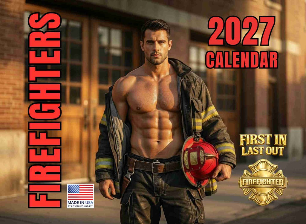 Sexy Fireman Calendar 2027 Hot Firefighter Monthly Wall Calender 12 Month | American Made In The USA 270062