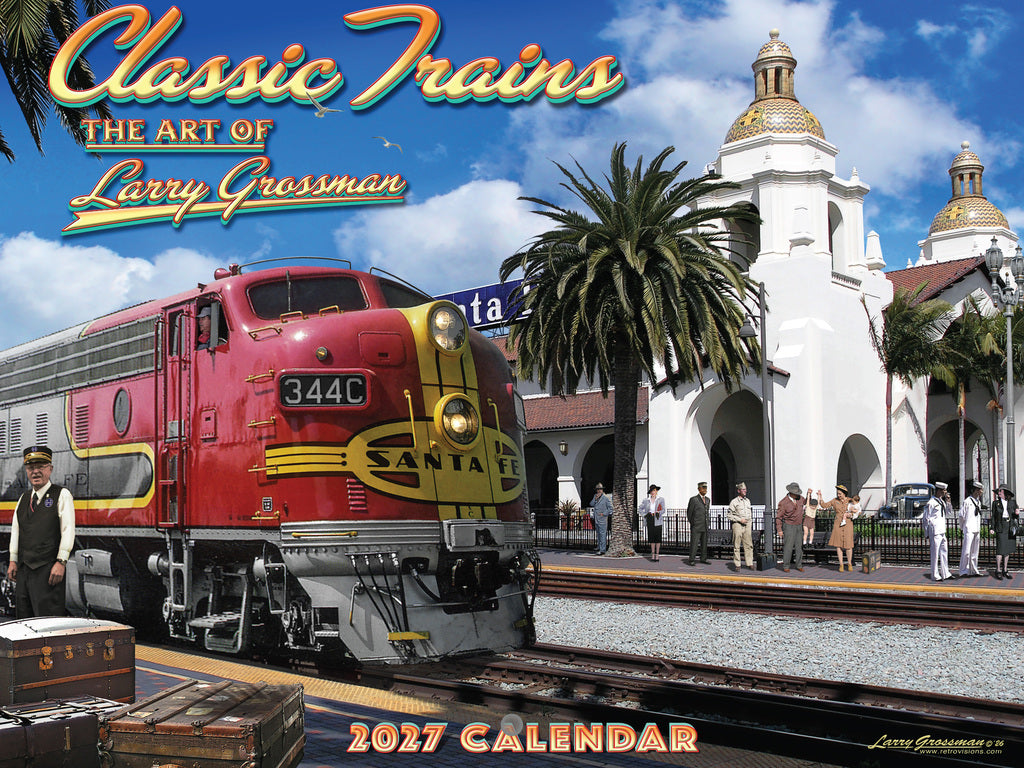 Train Calendar 2027 Classic Railroad Trains by Larry Grossman | American Made In The USA 270093