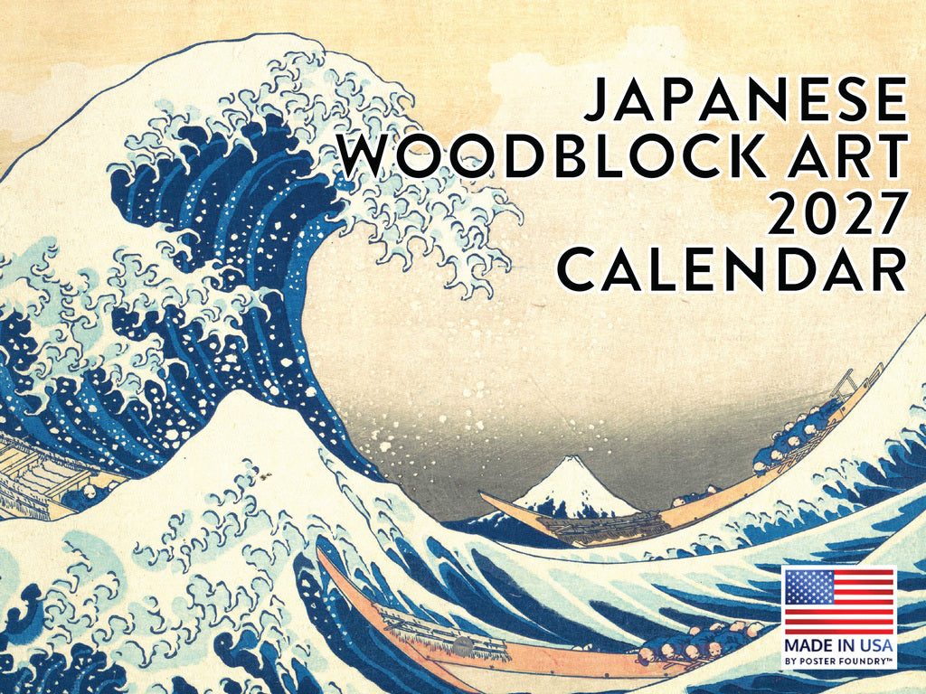 Japanese Woodblock Calendar 2027 Wood Block Art Monthly Wall Calender 12 Month | American Made In The USA 270139
