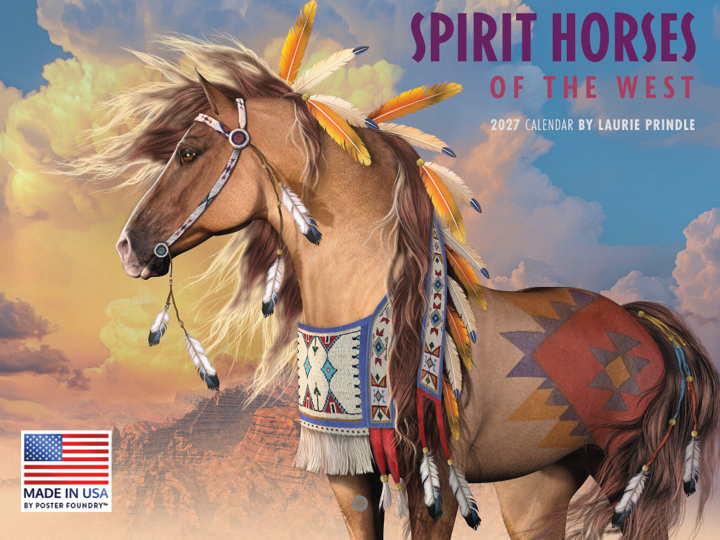 Native American Spirit Horses Calendar 2027 Monthly Wall by Laurie Prindle Calender 12 Month | American Made In The USA 270159