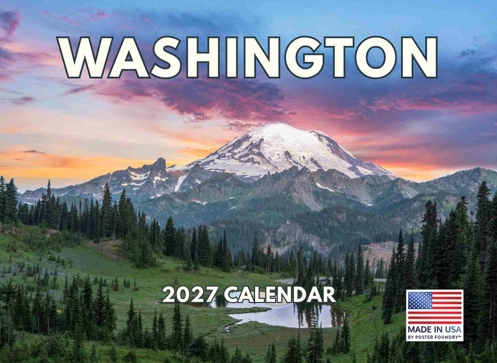 Washington State Calendar 2027 Monthly Wall Calender 12 Month | American Made In The USA 270264