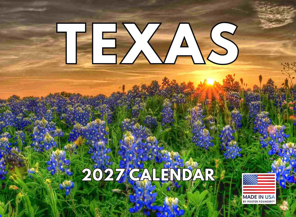Texas Calendar 2027 Monthly Wall Calender 12 Month | American Made In The USA 270315