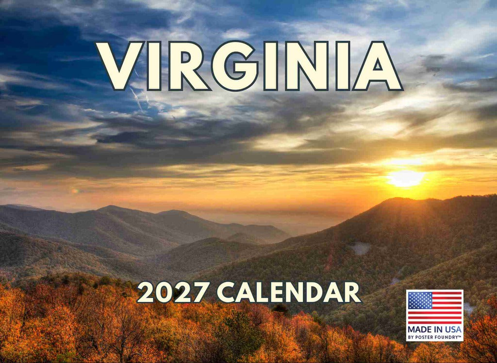 Virginia Calendar 2027 Monthly Wall Calender 12 Month | American Made In The USA 270343