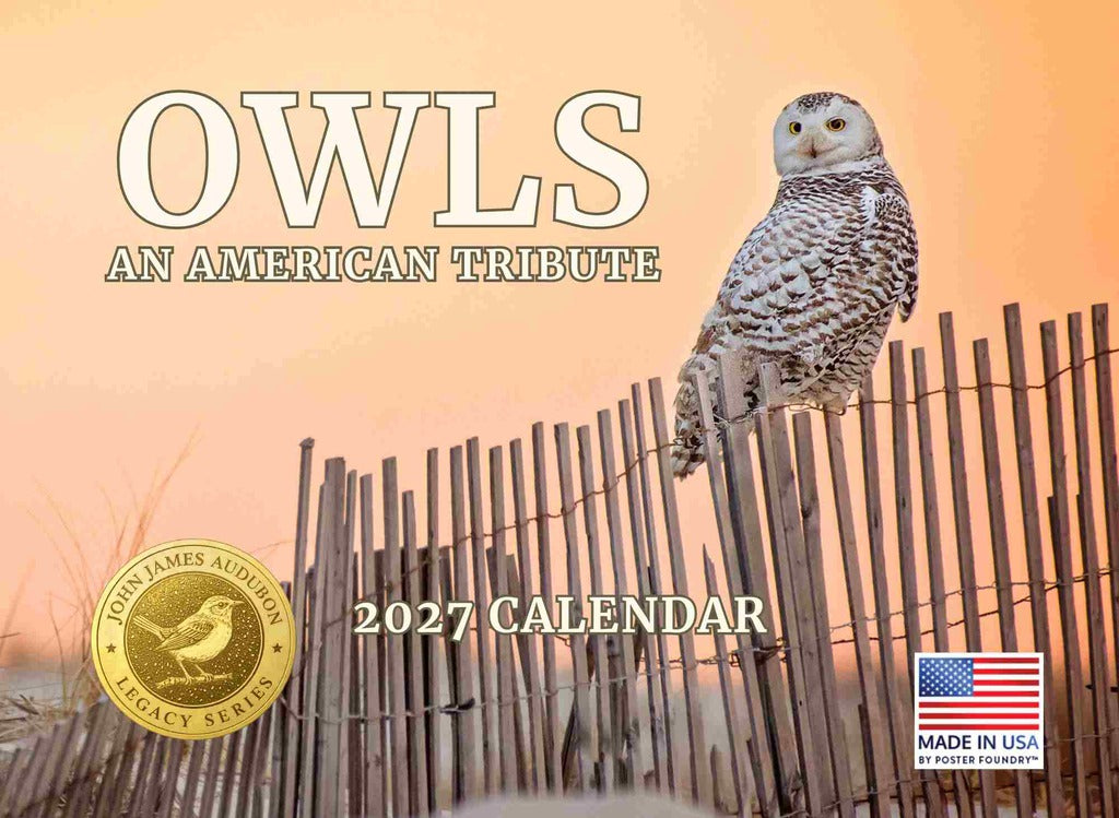 JJ Audubon Tribute Owl Calendar 2027 Monthly Wall Calender 12 Month | American Made In The USA 270345