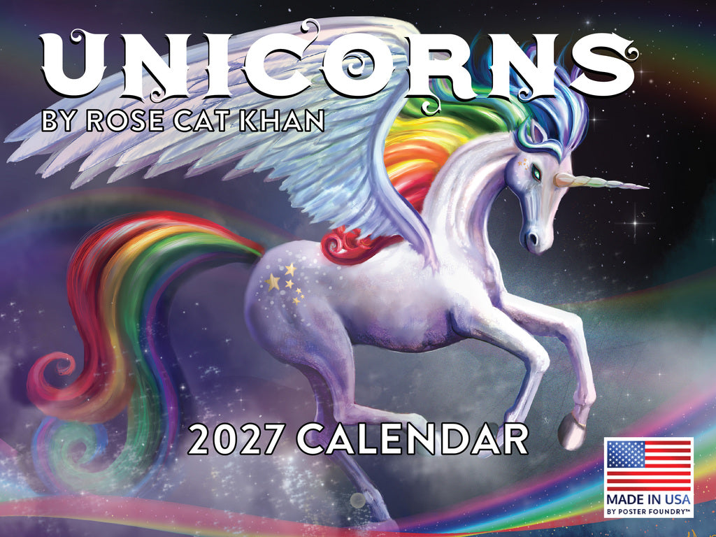 Unicorn Calendar 2027 by Rose Khan Kids Girls Monthly Wall Calender 12 Month | American Made In The USA 270530