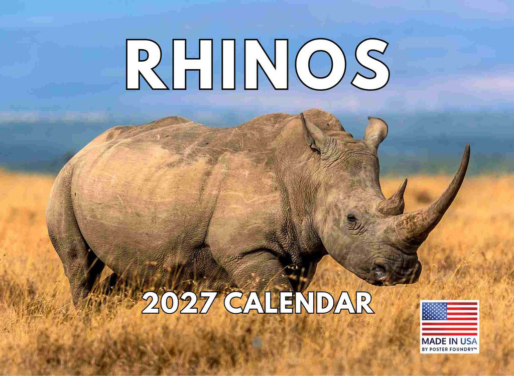 Rhino Calendar 2027 Rhinoceros Monthly Wall Calender 12 Month | American Made In The USA 270535