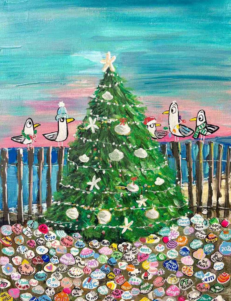 CUSTOM Jamie Jarka Seagull Christmas Tree LBI Adventures Box of 10 Blank Note Cards 4x5 270892