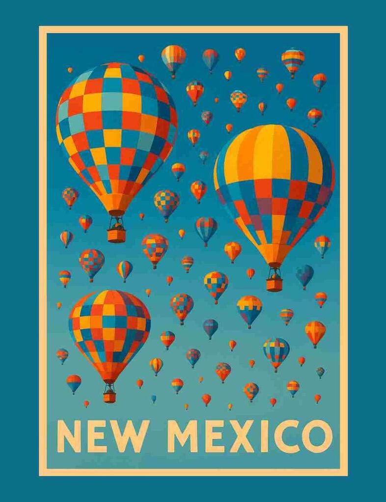 New Mexico Hot Air Balloons Filling Sky Box of 10 Blank Note Cards 4x5 271939