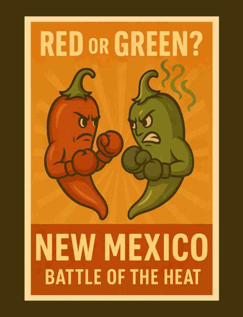 New Mexico Red Or Green Battle Of The Heat Box Of 10 Blank Note Cards 4x5 271954