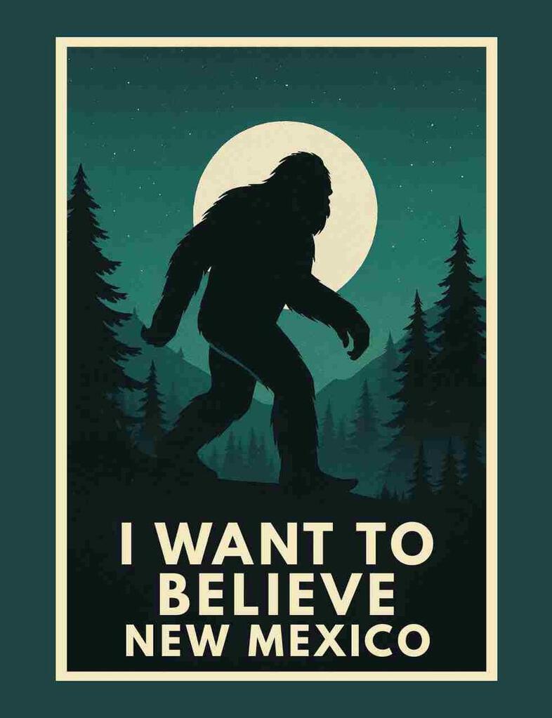 New Mexico Bigfoot I Want To Believe Box Of 10 Blank Note Cards 4x5 271969