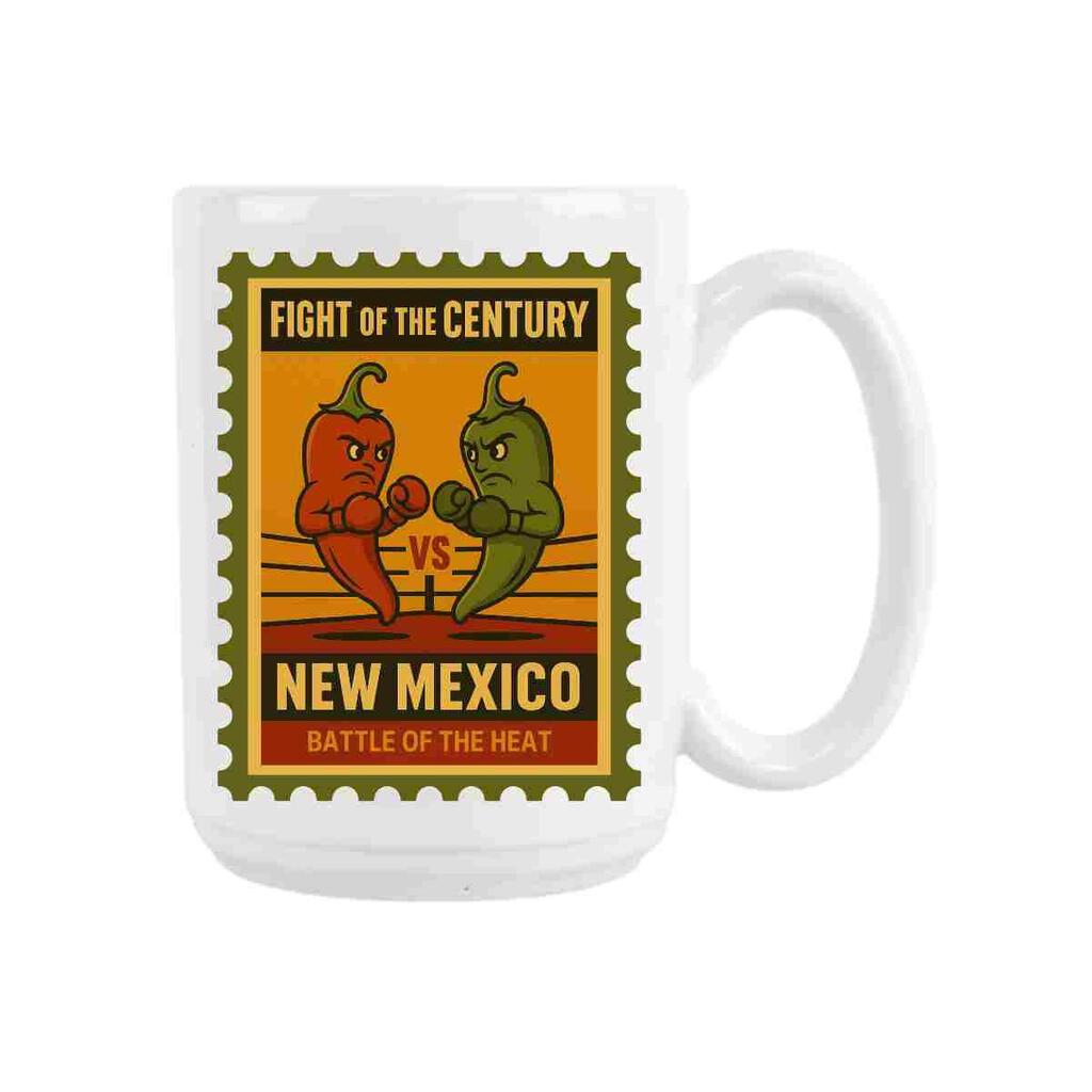 CUSTOM New Mexico Fight Of Century Red Vs Green Pepper Ceramic Coffee Mug 15 oz 272337