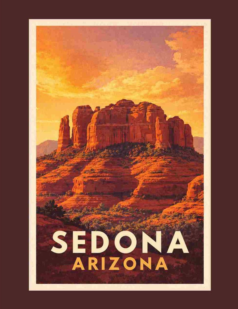Arizona Sedona Cathedral Rock Retro Travel Box of 10 Blank Note Cards 4x5 274349
