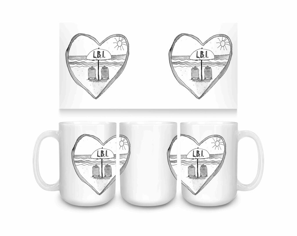 CUSTOM LBI Umbrella Black And White Ceramic Coffee Mug 15 oz 274631