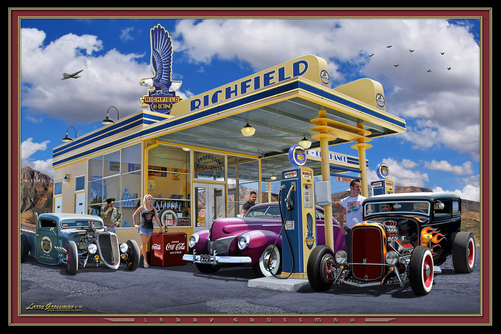 Roddin at the Richfield on Route 66 by Larry Grossman Print Poster 12x18 274716