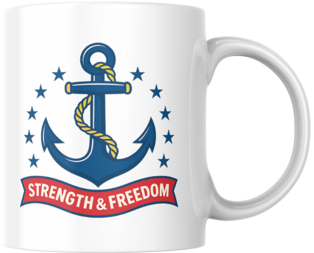 Nautical Anchor Strength Freedom Stars Patriotic Ceramic Coffee Mug Tea Cup Novelty Gift 12 oz 274730