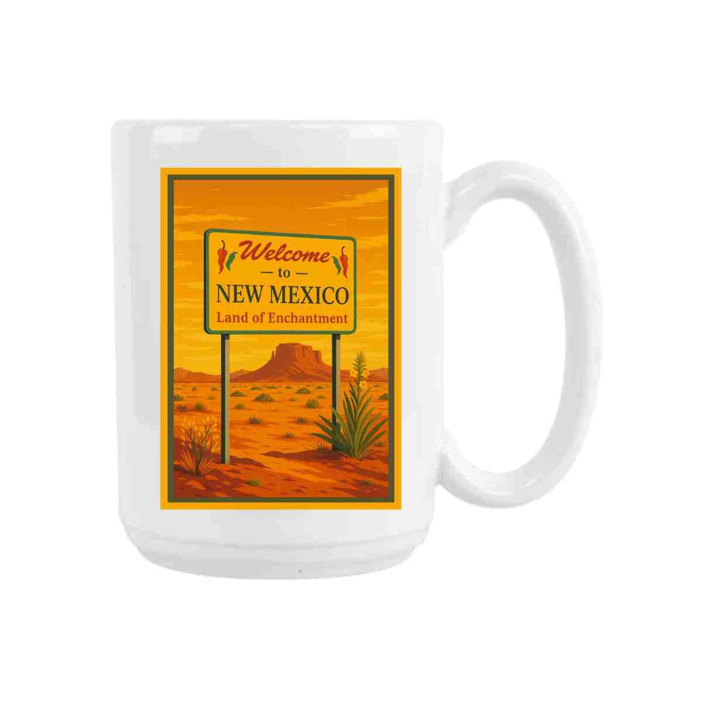 CUSTOM New Mexico Welcome Sign Desert Ceramic Coffee Mug 15 oz 275266