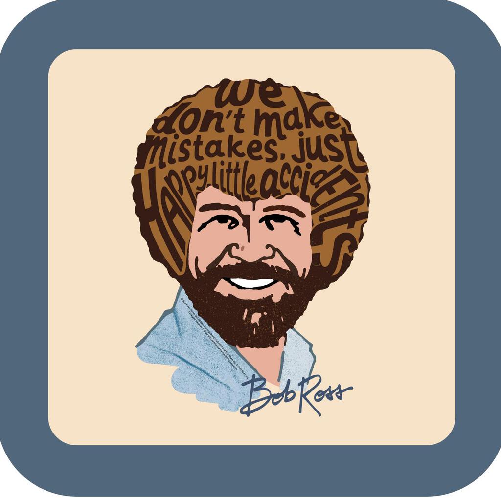Bob Ross Dont Make Mistakes Premium Drink Coaster Resin With Cork Backing 275287