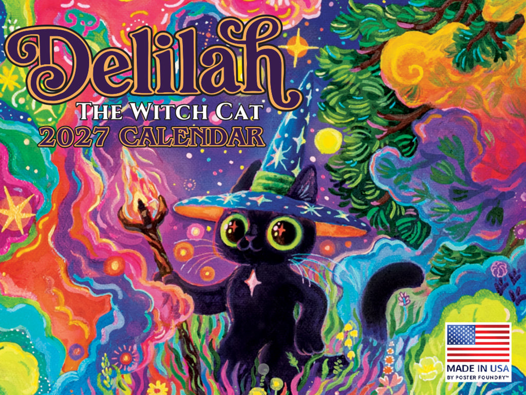 Delilah the Witch Cat Calendar 2027 Monthly Wall Calender 12 Month | American Made In The USA 275505