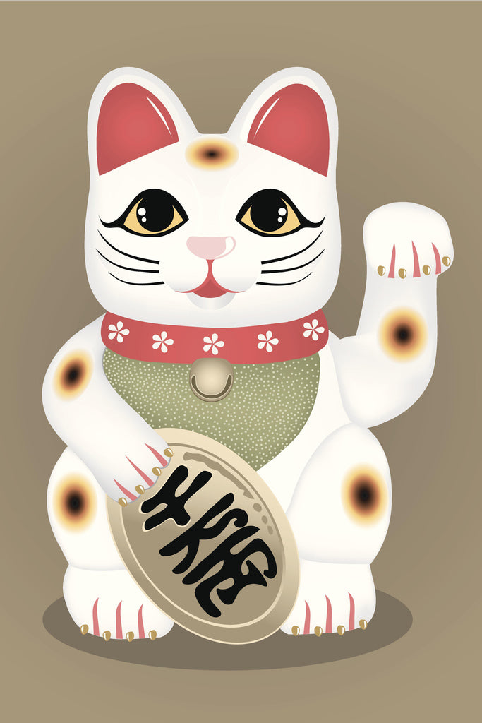 Lucky Cat Maneki Neko Japan Inspirational Cat Poster Cool Wall Posters Kitten Posters for Wall Motivational Cat Poster Inspirational Cat Poster Cool Wall Art Print Poster 12x18 40386