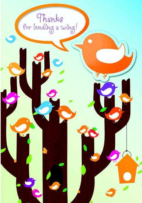 Birds on tree- Thank you greeting card. Retail $4.49. Inside: Thanks for lending a wing! I would just like to say... | 5588 | 255301