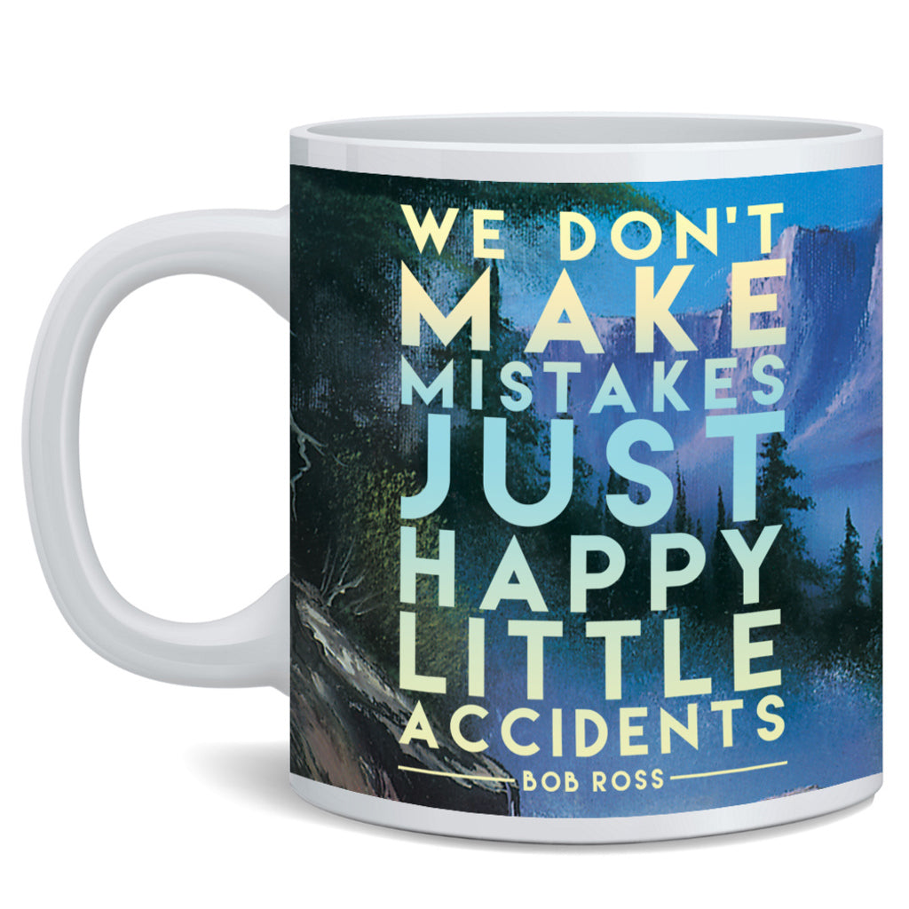 Bob Ross Happy Little Accidents Blue Art Quote Mug 12oz 189790