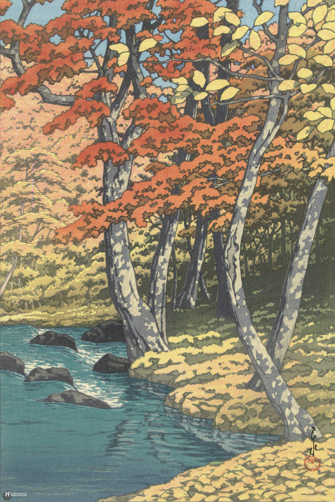 Autumn at Oirase Hasui Kawase Japanese Painting Japanese Woodblock Art Nature Asian Art Modern Home Decor Fall Trees Cool Wall Art Print Poster 12x18 192256