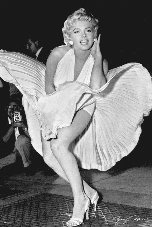 Marilyn Monroe Poster Dress Blowing Up Sexy Black and White Vintage Movie Posters Retro Vintage Classic Hollywood Bedroom Decor Cool Wall Art Print Poster 12x18 197043