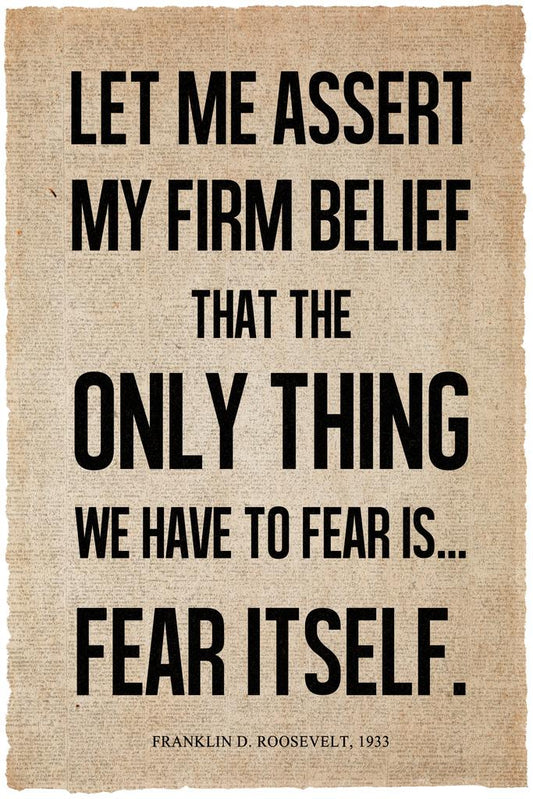 President Franklin D. Roosevelt Fear Itself Famous Motivational Inspirational Quote News Cool Wall Art Print Poster 16x24 227960