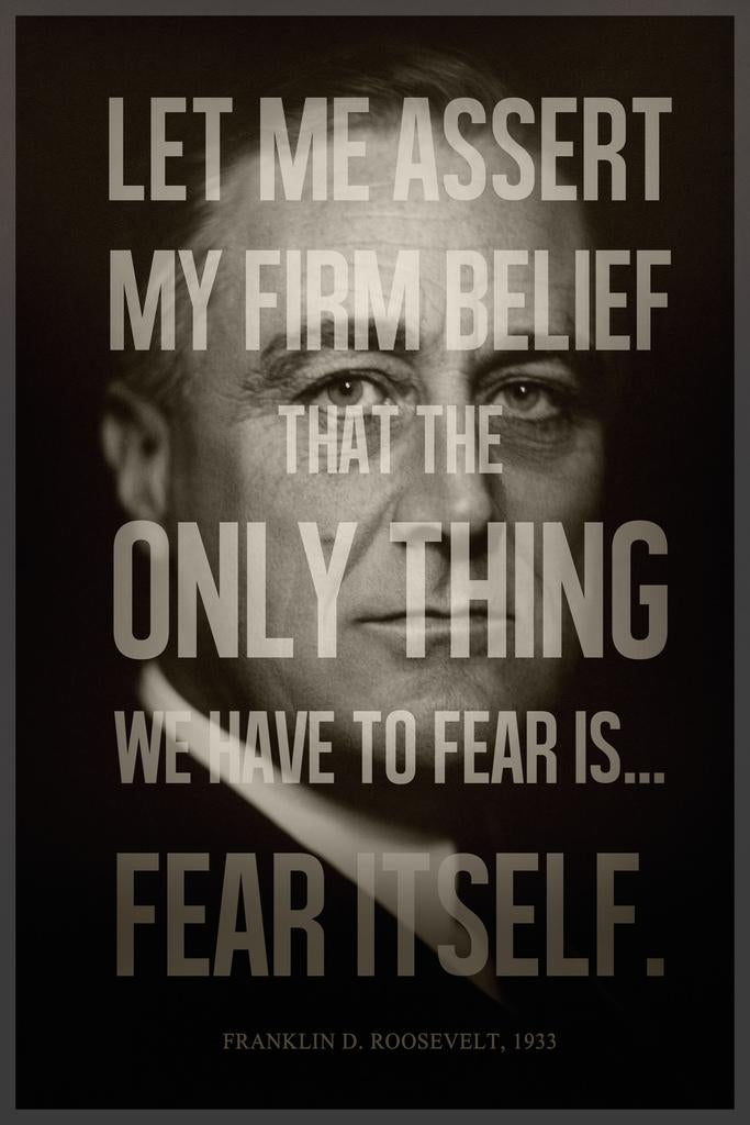 President Franklin D. Roosevelt Fear Itself Famous Motivational Inspirational Quote Modern Cool Wall Art Print Poster 16x24 227964