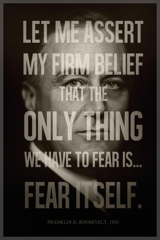 President Franklin D. Roosevelt Fear Itself Famous Motivational Inspirational Quote Modern Cool Wall Art Print Poster 16x24 227964
