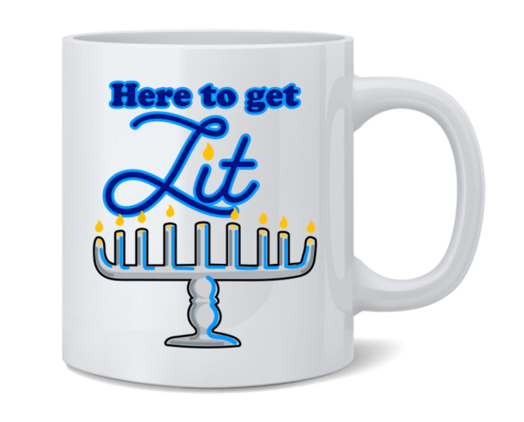 Here Get Lit Hanukah Chanukah Jewish Holiday Coffee Mug 12oz 253638