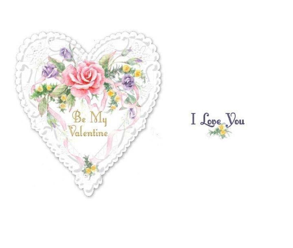 Floral heart be mine- Carol Wilson Valentine's greeting card. Retail $3.25. Inside: I love you. 254850 CGV3102