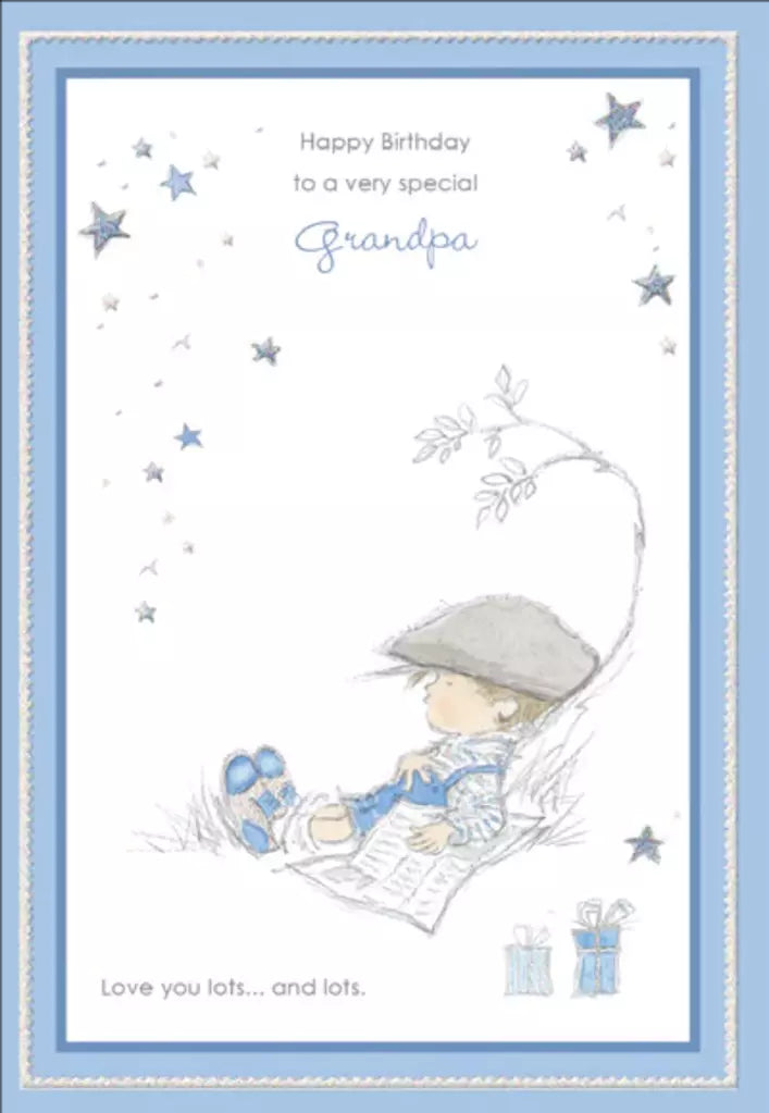Boy napping- Grandfather family birthday card. Retail $3.49. Inside: You're the loveliest and simply the best Grandpa in the world! 255128 03969A