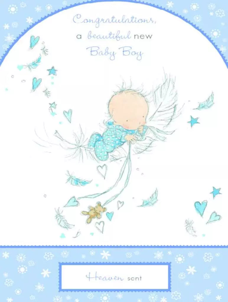 BABY BOY - HEAVEN SENT Retail $3.49  Inside: Special wishes to you... 5x7 Greeting Card 255135 03988A