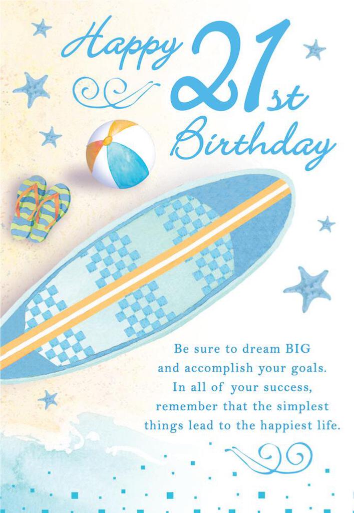 COCKTAIL themed 21 st Birthday MALE greeting card. Inside message: May this birthday be the beginning of a year filled with happy memories. Retail $3.99 255141 8368