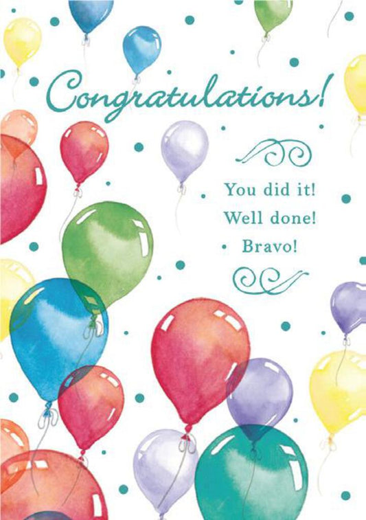 Balloon Bouquet  Congratulations greeting card. Inside: Keep reaching for the stars!. Retail $3.99 255261 8601