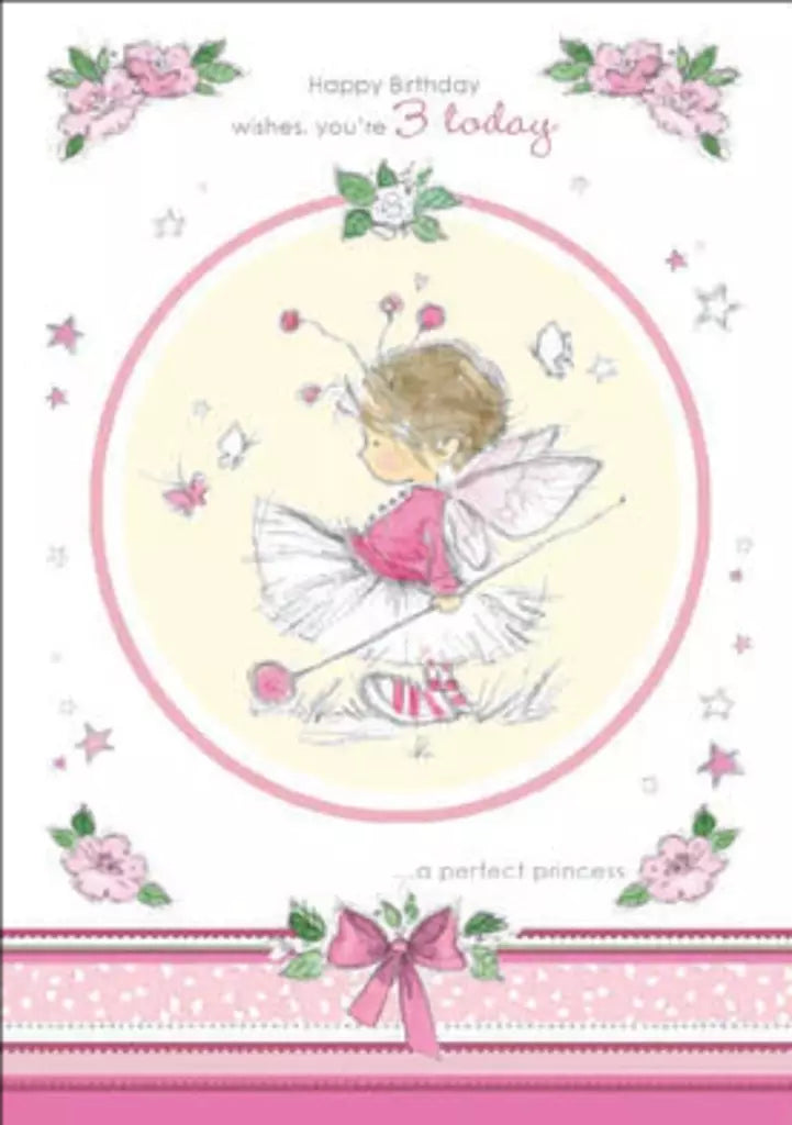 Pink fairy- 3rd age girl birthday card. Retail $2.99. Inside: Special wishes to bring lots of fun and laughter... 255266 03960A