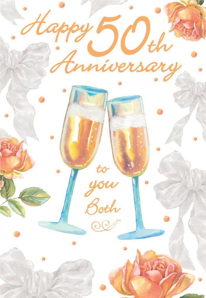 50th GOLDEN WEDDING ANNIVERSARY  greeting card. Inside: Not many people are lucky enough to find a lasting love like yours. Happy 50th! Retail $3.99 255274