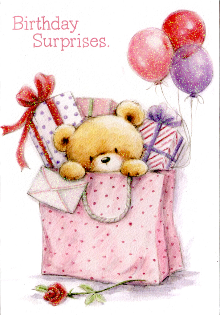 Bear in Gift Birthday card Retail $2.99. Inside: Wishing you a beautiful day filled with everything that makes you happy. | 6078 | 255345