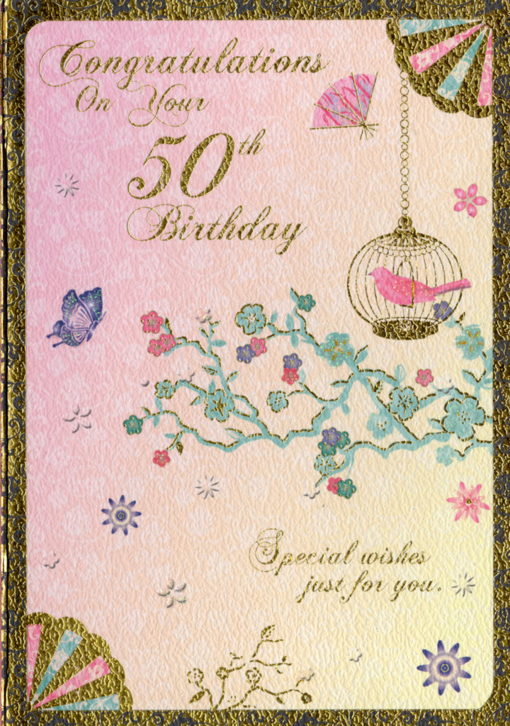 Birdcage- 50th age female birthday card. Retail $3.99. Inside:  Your presence brightens the lives of others... | 5181 | 255425