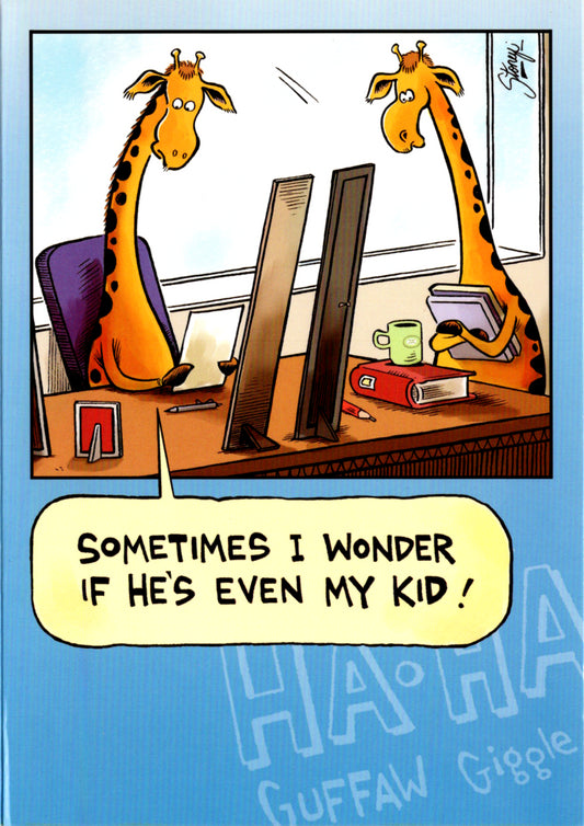 Giraffes- General Birthday. Retail $2.99 Inside: You're really one of a kind! Happy Birthday! 5x7 Greeting Card | 7086 | 255436