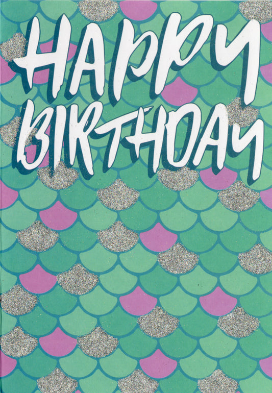 Mermaid Birthday Scales Glitz collection. Retail $3.49  Inside: Blank 5x7 Greeting Card | 7809 | 255494