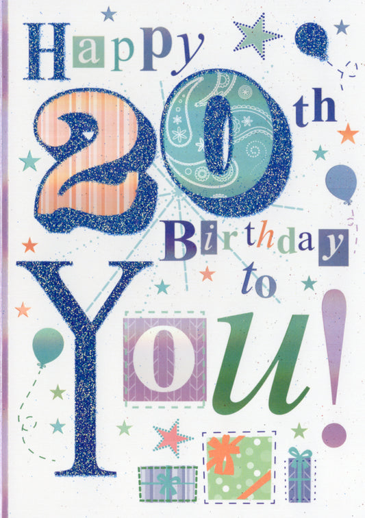 Colorful- 20th age general birthday card. Retail $3.49. Inside: Enjoy this special day of yours to the fullest... | 8716 | 255501