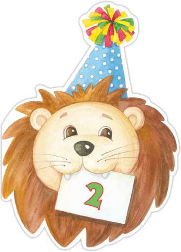 Age 2 Lion themed birthday card by Carol Wilson. Inside; With a roar and a big woo-hoo! Happy Birthday #2! Retail $3.95.  255580 CG1700