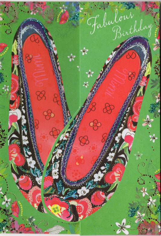 ASIAN INSPIRED SILK SLIPPERS. 3 PANEL/TRI-FOLD CARD. Individually cello wrapped. Retail $3.49  INSIDE: Wising you a special day! | PC-MM13 | 255598