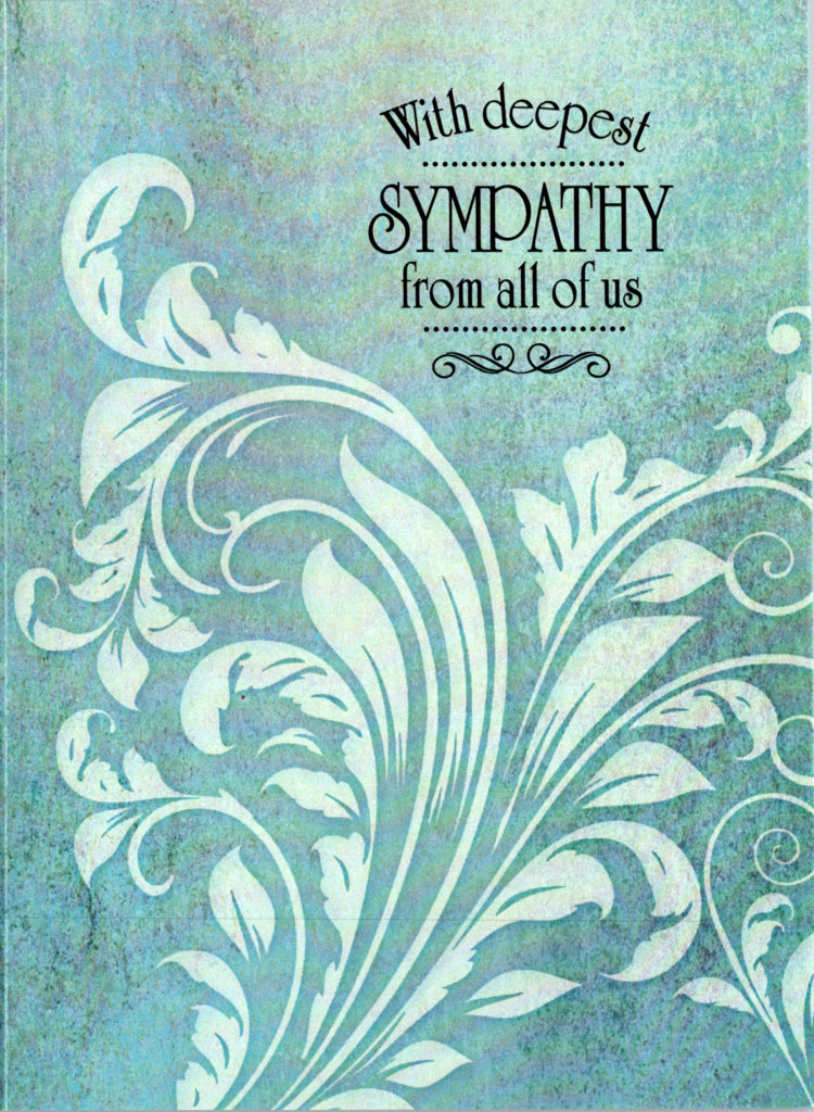 Blue scroll- Sympathy from all greeting card. Retail $3.99.  Inside: We are thinking of you during this difficult time... | 5779 | 255628
