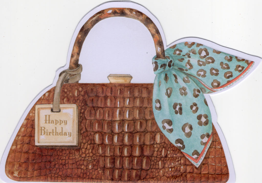 Crocodile Purse embossed die cut greeting card by Carol Wilson. Retail $4.99.  | CRG1688 | 255657