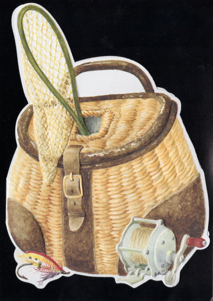 Fishing and tackle themed embossed die cut male birthday card by Carol Wilson. Inside: Wishing you a day filled with great memories! Retail $3.25  | CG1113 | 255826